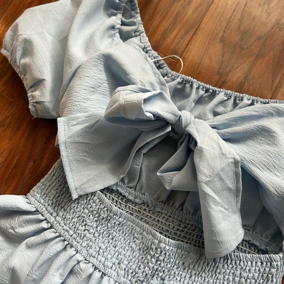 Girl’s Size Medium Off The Shoulder Tiered Blue Dress Perfect For Summer Parties - Picture 7 of 7